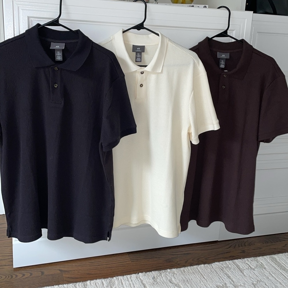 H&M Cream and Black Polo Shirts Classic Style